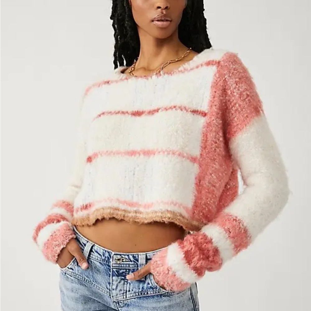 Free People Emerson Pullover Sweater Champagne‎ Dream Combo Size XL